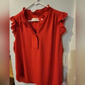 Loft Large Sleeveless Red Shirt